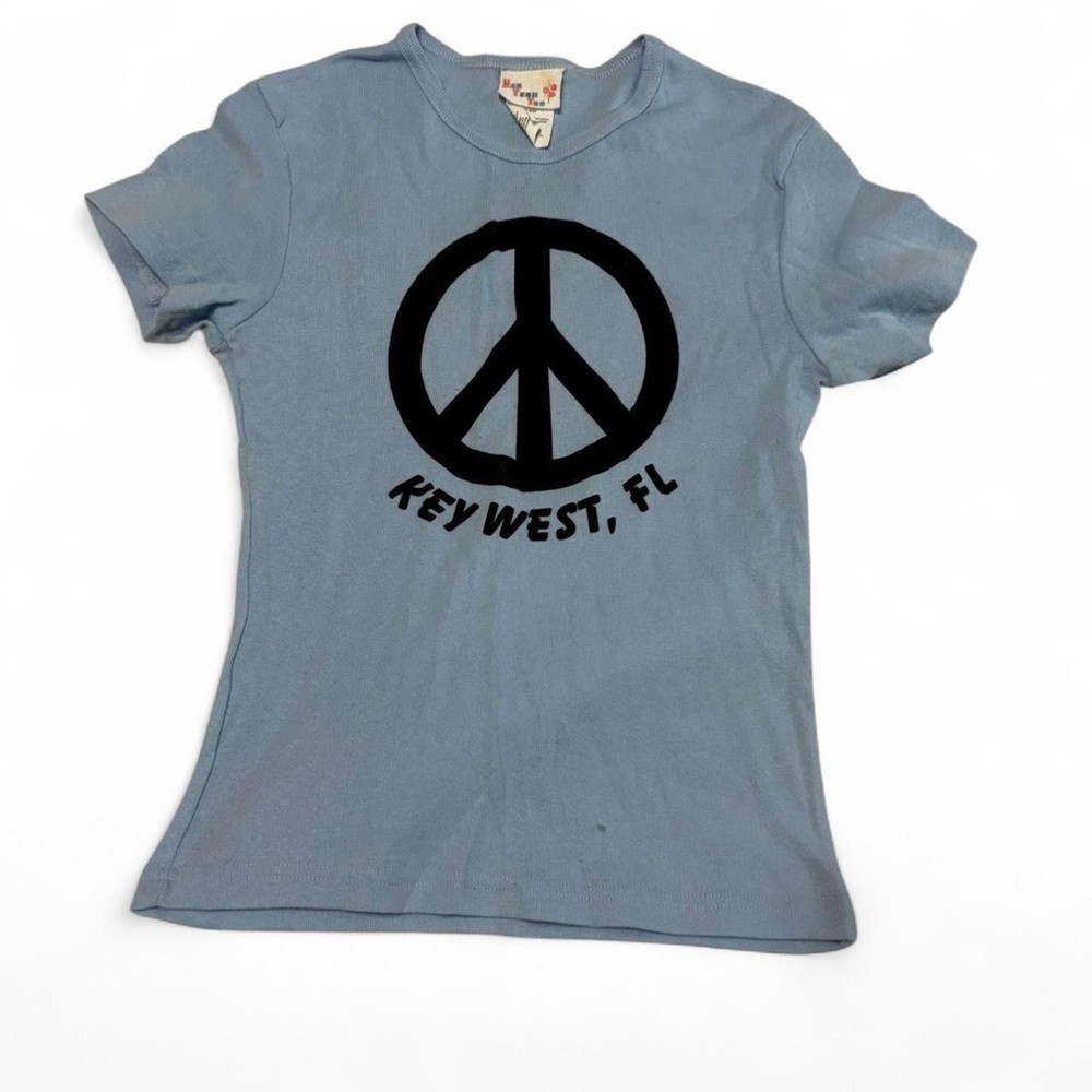 SOLD - Peace Sign Graphic Tee in Blue